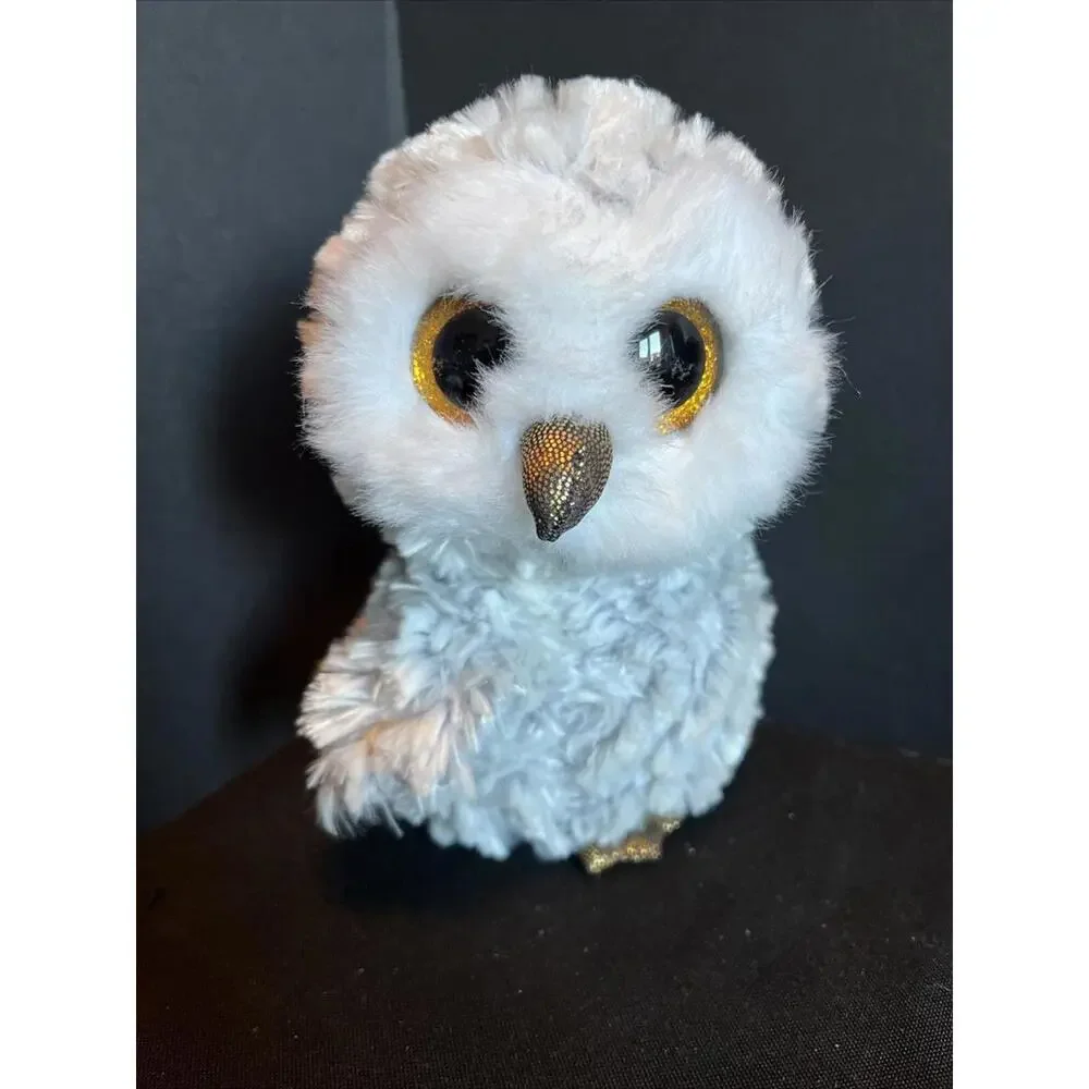 Ty Beanie Boo Boos Owlette Silver & Gold Owl 7” Sparkle Eyes Plush